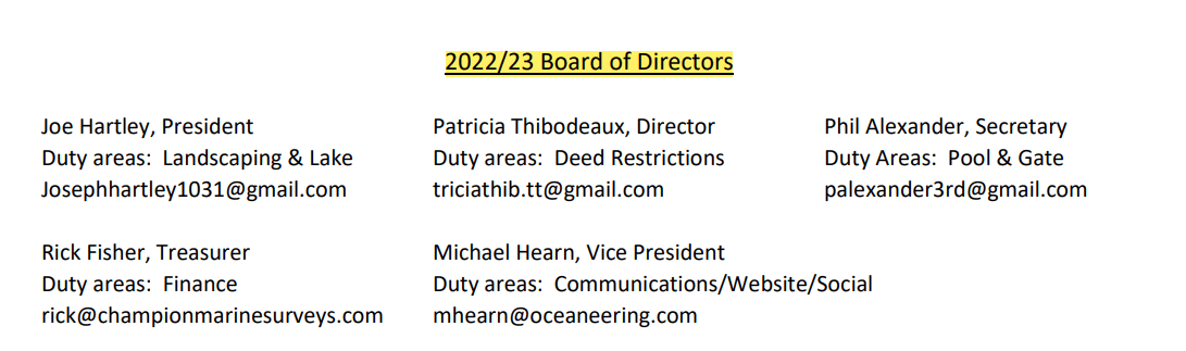 HOA Board 2022/2023